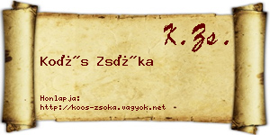 Koós Zsóka névjegykártya